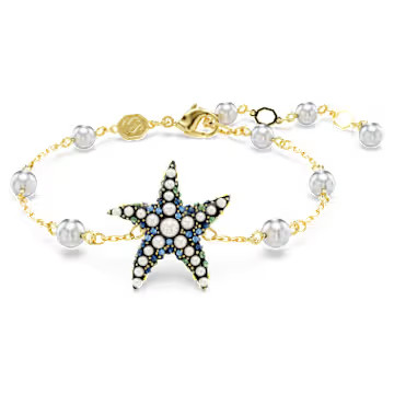 Idyllia bracelet, Crystal pearls, Starfish, Multicoloured, Gold-tone plated by SWAROVSKI | SWAROVSKI