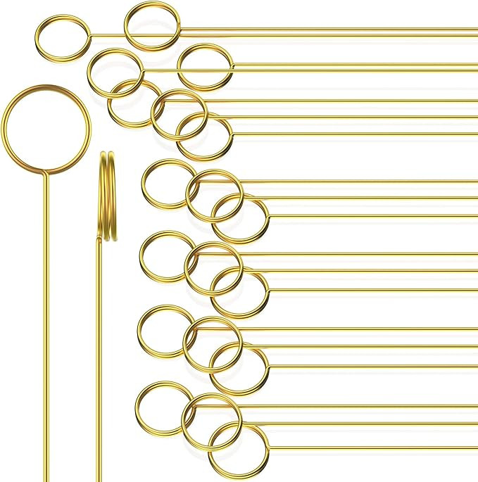 60 Pcs Metal Wire Floral Place Card Holder 11.81 inches Round Gold Photo Clip Floral Card Holder ... | Amazon (US)