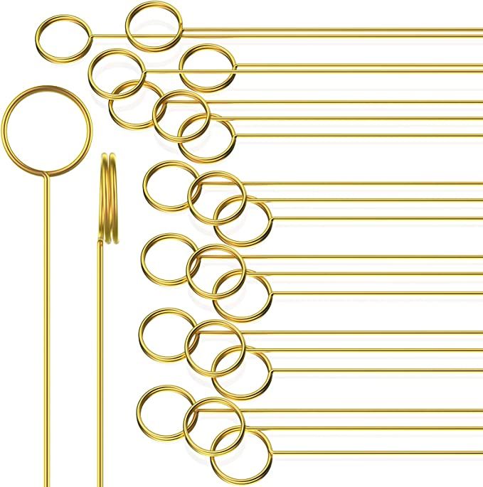 60 Pcs Metal Wire Floral Place Card Holder 11.81 inches Round Gold Photo Clip Floral Card Holder ... | Amazon (US)