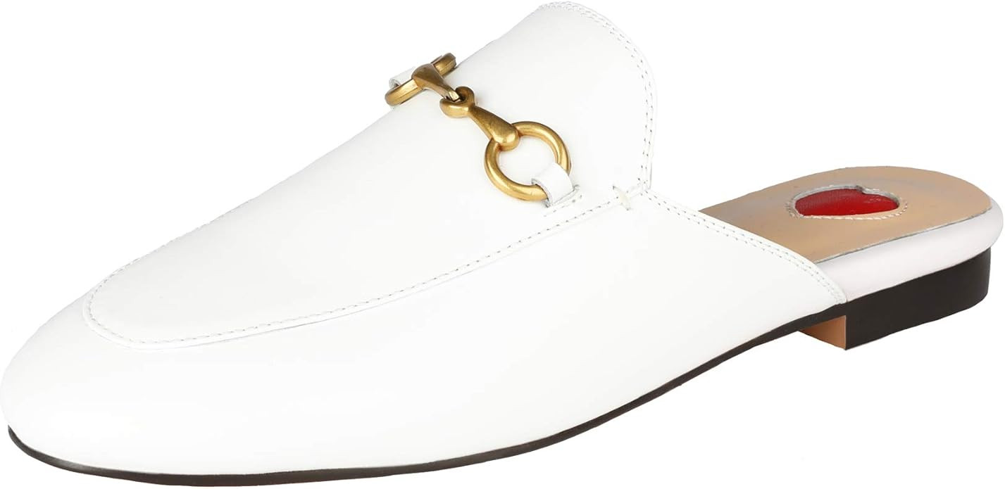 Arqa Mules for Women Comfort Slip On Leather Flats Closed Pointed Toe Slides with Metal Decoratio... | Amazon (US)