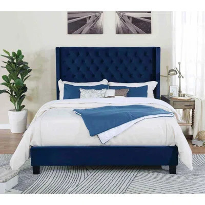 Modern Upholstered King Bed with Wingback and Button Tufted Design | Wayfair North America