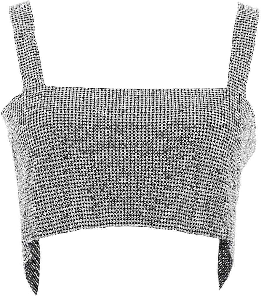 Olbye Crystal Body Chains Silver Sexy Bra Chain Sparkly Crop Tops Nightclub Harness Chain Bralett... | Amazon (US)