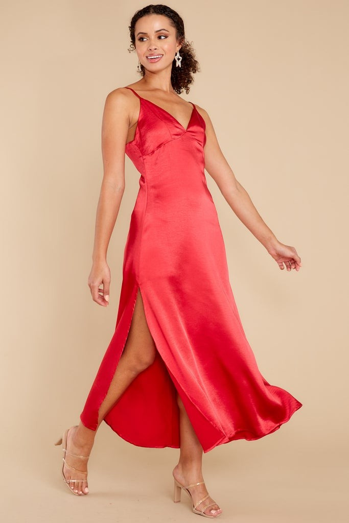 Flirty Gaze Red Midi Dress | Red Dress 