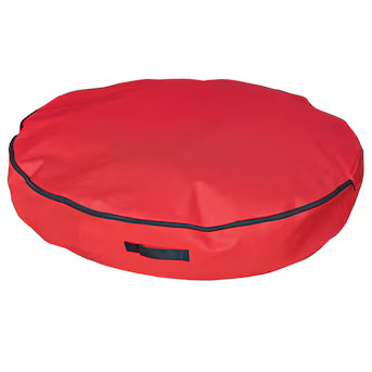 Holiday Living 36-in x 36-in Red Polyester Collapsible Wreath Storage Container (Accommodates Wre... | Lowe's