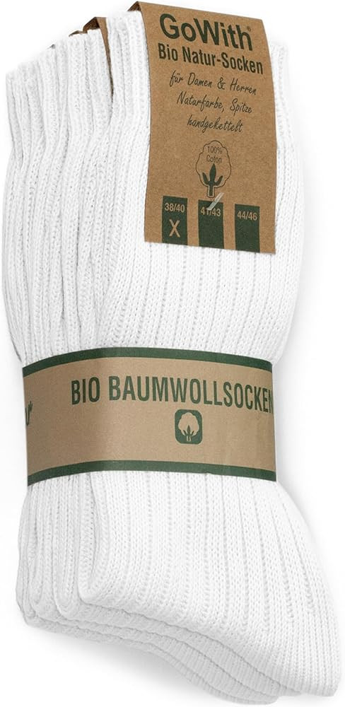 GoWith 4-5 Pairs Unisex Natural 97% Cotton Crew Socks, Pure Cotton Comfy Cozy Breathable Seamless... | Amazon (US)