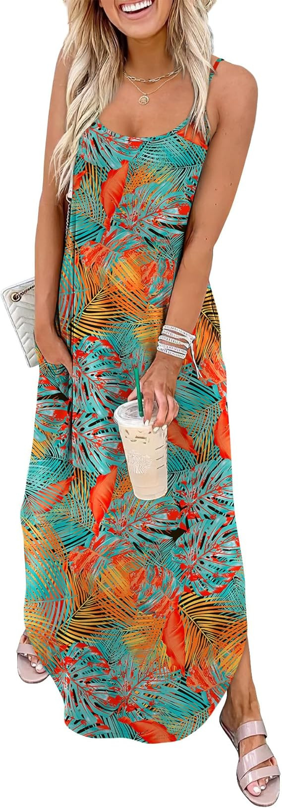 WIHOLL Women's Maxi Dresses for Women Casual Long Summer Sun Dresses 2026 Spaghetti Strap Hawaiia... | Amazon (US)