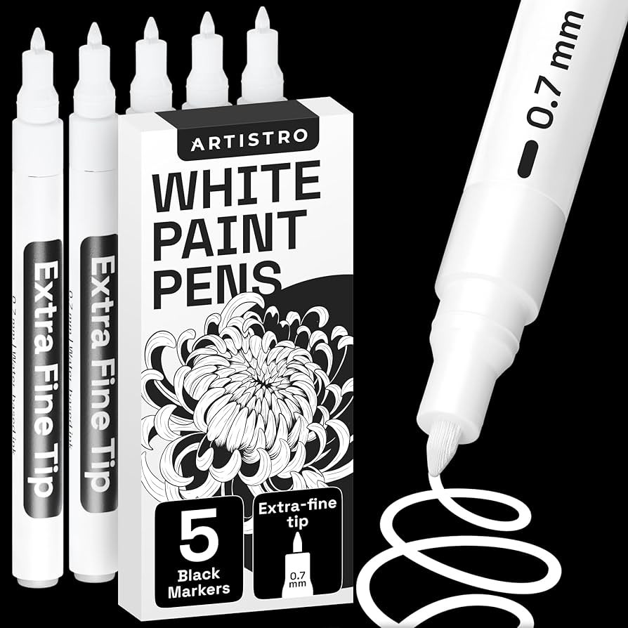 ARTISTRO 5 White Paint Pen for Rock Painting, Stone, Ceramic, Glass, Wood, Tire, Fabric, Metal, C... | Amazon (US)