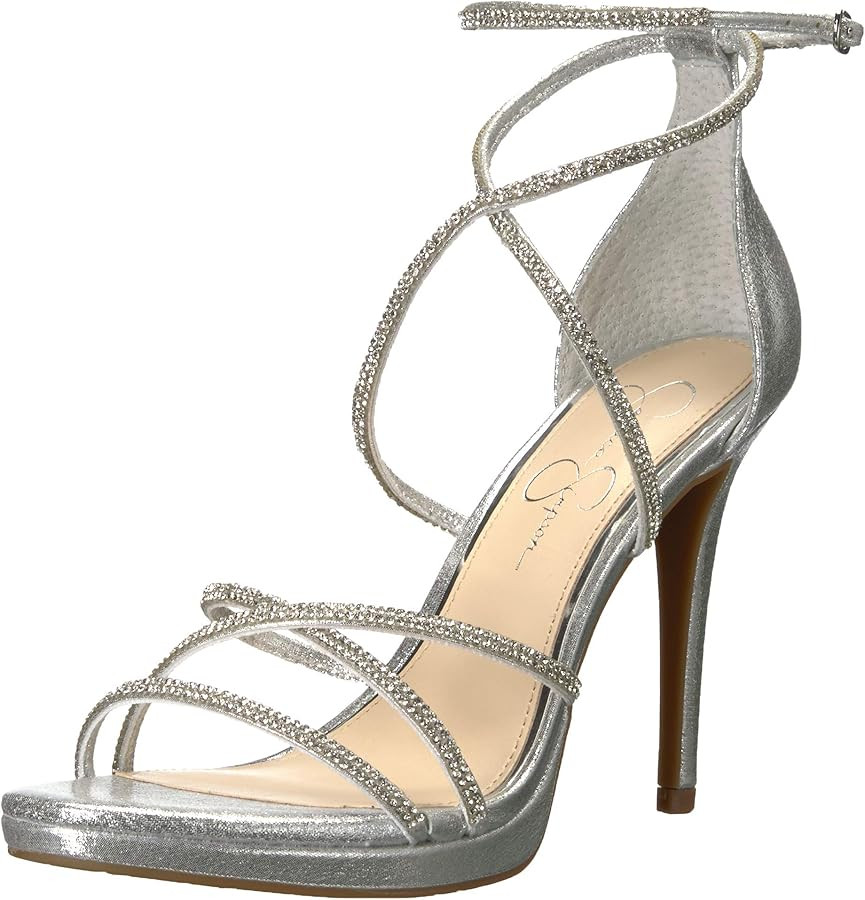 Jessica Simpson Womens Jaeya Rhinestone Strappy Dress Sandals | Amazon (US)