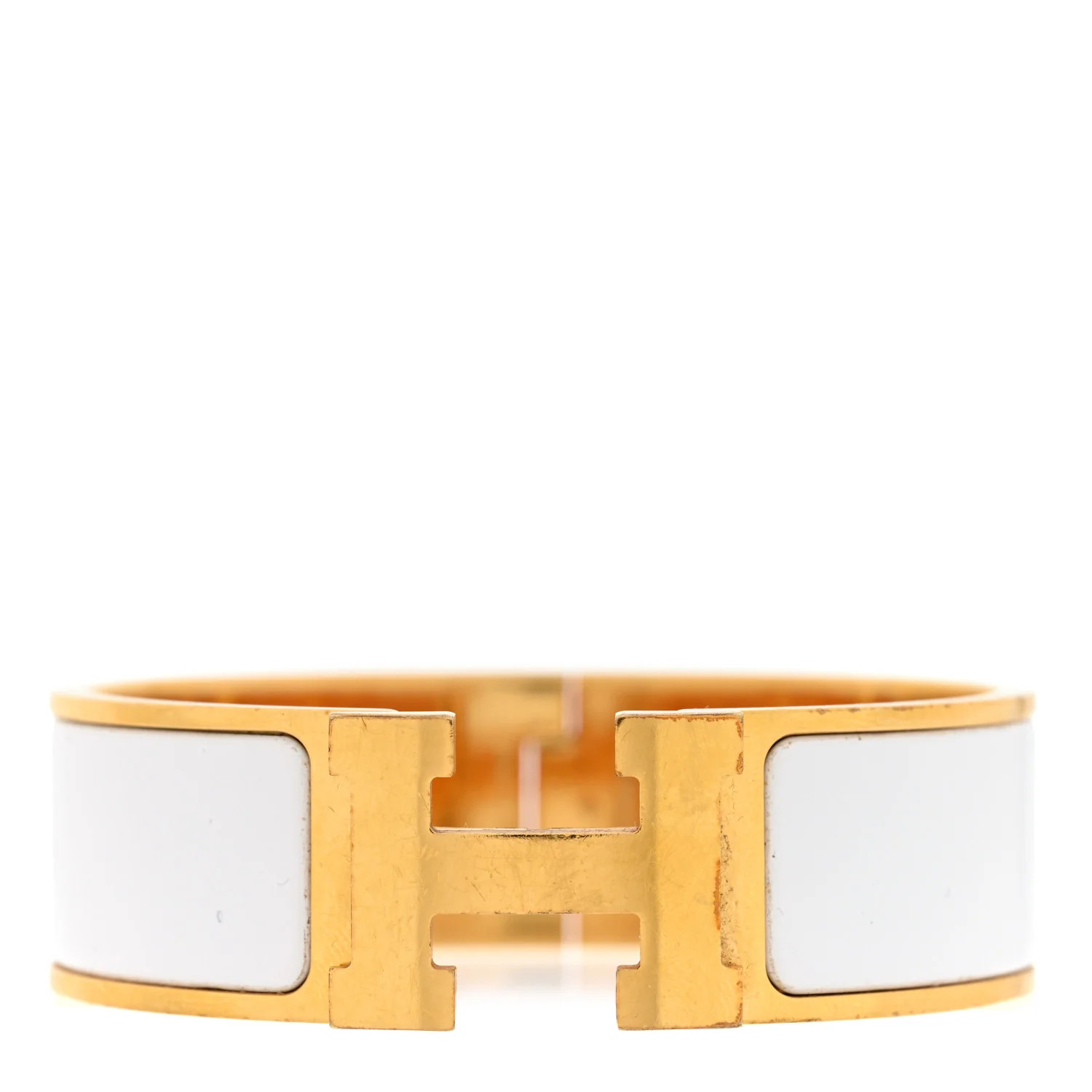 Enamel Wide Clic Clac H Bracelet PM White | FASHIONPHILE (US)
