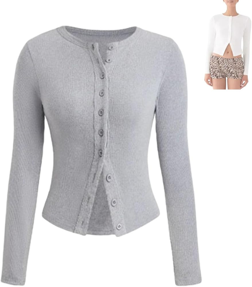 Evandal Ribbed Button up Long Sleeve, Women Long Sleeve Ribbed Knit Cardigan | Amazon (US)