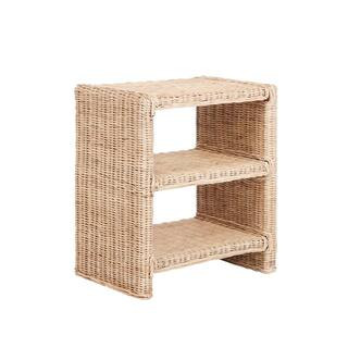 Praerie 22 in. Coastal Bohemian Rattan/Wood 3-Tier End Table, Natural | The Home Depot