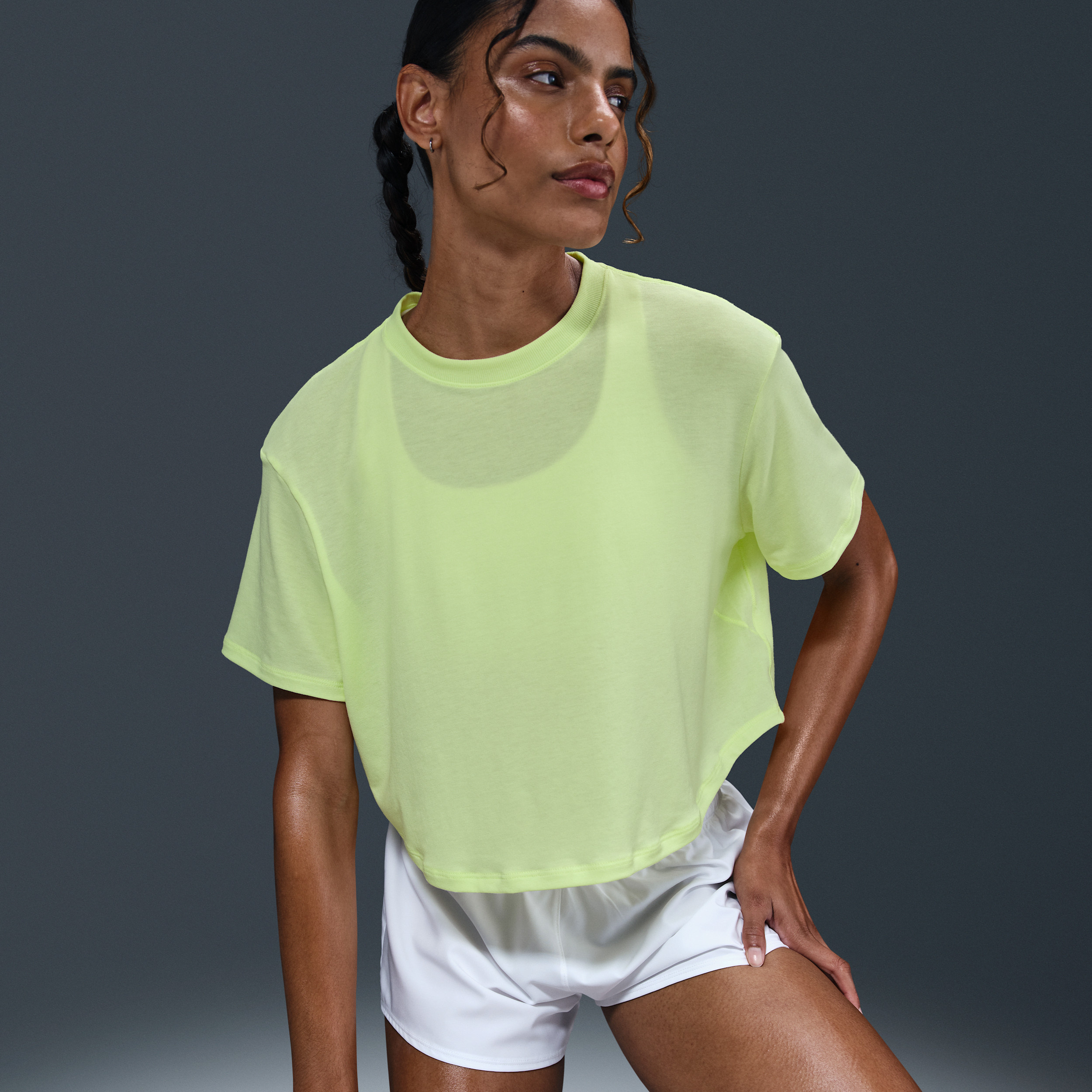 Nike Women's One Relaxed Dri-FIT Cropped Short-Sleeve Top in Yellow | HJ1065-701 | Nike (US)