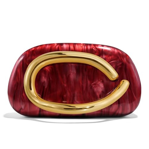 NEWROGENG Clutch Purses for Women Formal, Marble Acrylic Evening Bags with Chain, Trendy Metal Handle Purses and Handbags 2025, Marble Red | Amazon (US)