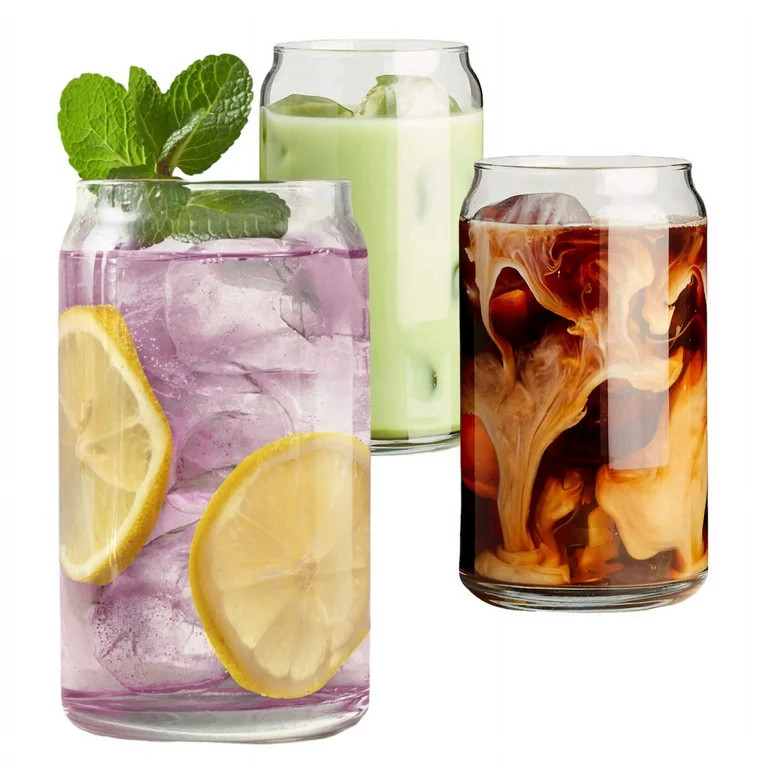 SHUVAR BAZAR Can Shaped Beer Glass Cups 16 oz - Drinking Glasses 6 pc Set with Pourers - Classic ... | Walmart (US)