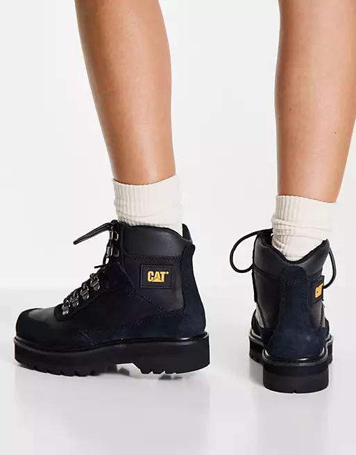 CAT Conquer 2.0 lace up walking boots in black leather | ASOS (Global)