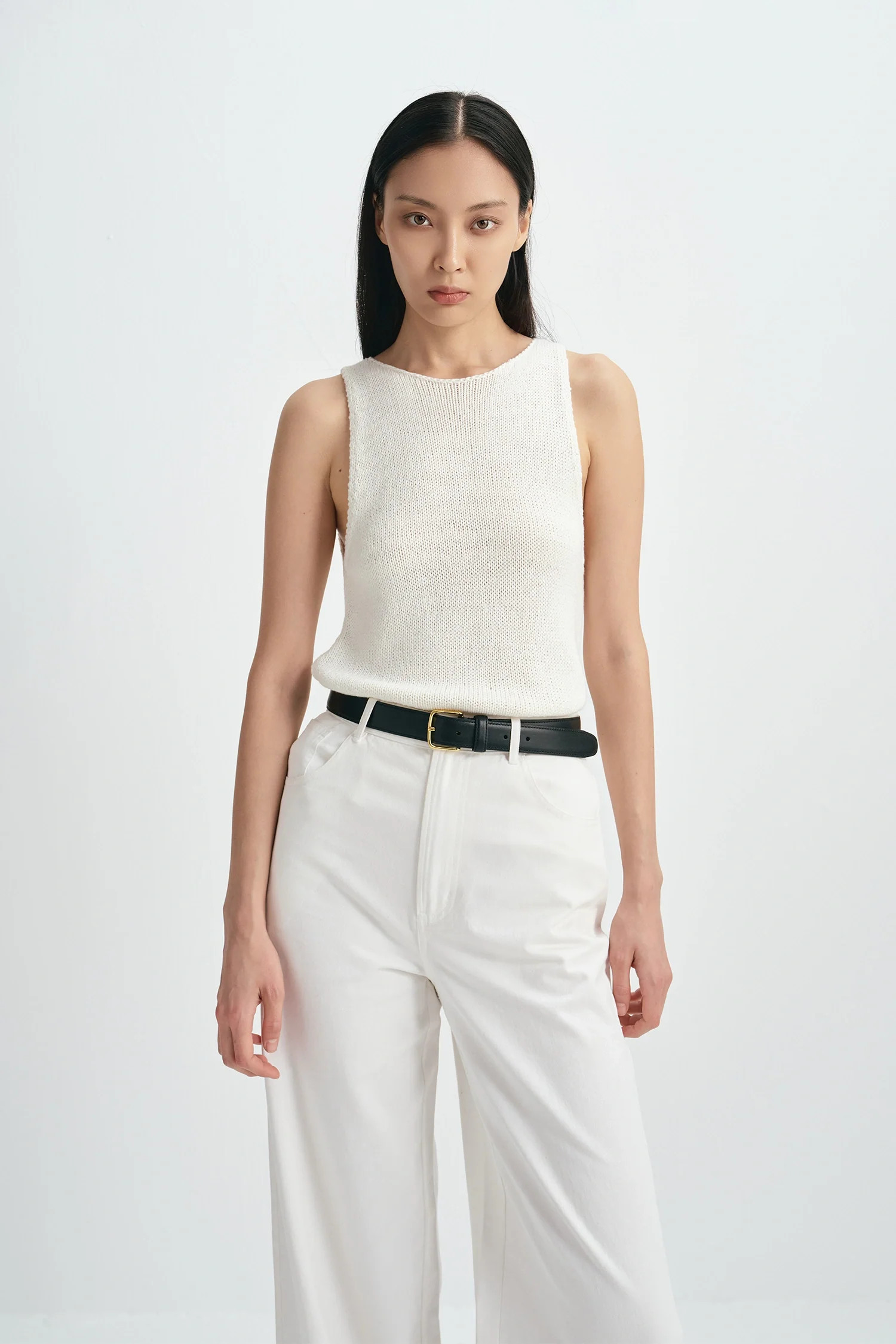 Tricot Boatneck Sweater Tank | Sleeveless Knit Top | Rue Sophie