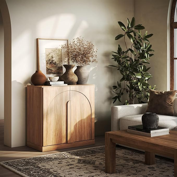 BELLEZE Bijou 31.5" Sideboard Buffet Cabinet, Modern Cabinet with Arched Wood Door - Private Stor... | Amazon (US)