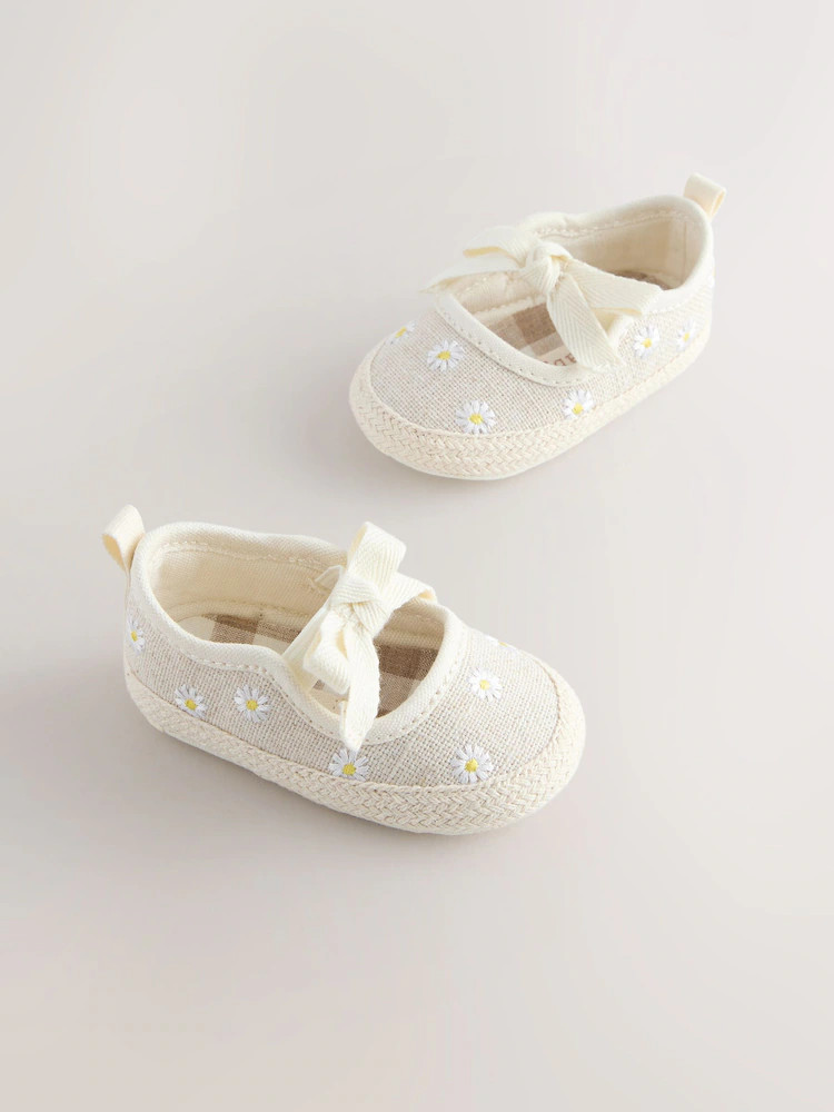 Neutral Daisy Espadrille Baby Shoes (0-18mths) | Next US