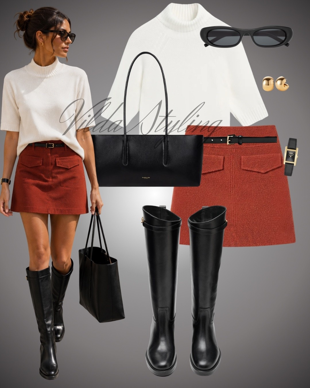 Fall color crush 🍂🤎 A cozy short-sleeve knit paired with a rust mini skirt, knee-high boots and classic black accessories. The perfect transitional look for early fall. 🖤

#LTKStyleTip #LTKSeasonal #LTKFinds

#LTKautumn #LTKbag #LTKstyletip