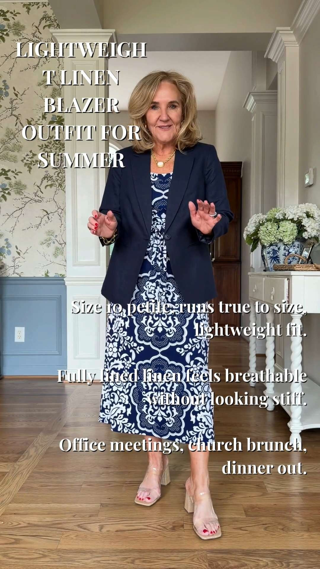 Tap the bell 🔔, heart ❤️ this post, and save for later!

If blazers usually feel heavy or tight through the shoulders, this one is worth a look. The lightweight linen keeps it breathable, while the full lining gives it a polished finish without extra bulk.

✔️ 100% linen for warm-weather layering
✔️ Fully lined so it drapes cleanly
✔️ Lightweight feel without looking casual

Wearing a 10 petite. Runs true to size, but if you prefer extra room through the shoulders or arms, sizing up may feel more comfortable since there’s no stretch.

Easy for workdays, lunch dates, church, or travel dinners when you want to look pulled together without overheating.

Saved this one to wear on repeat all season. 

 #LTKootd #LTKOver40 #LTKSaleAlert