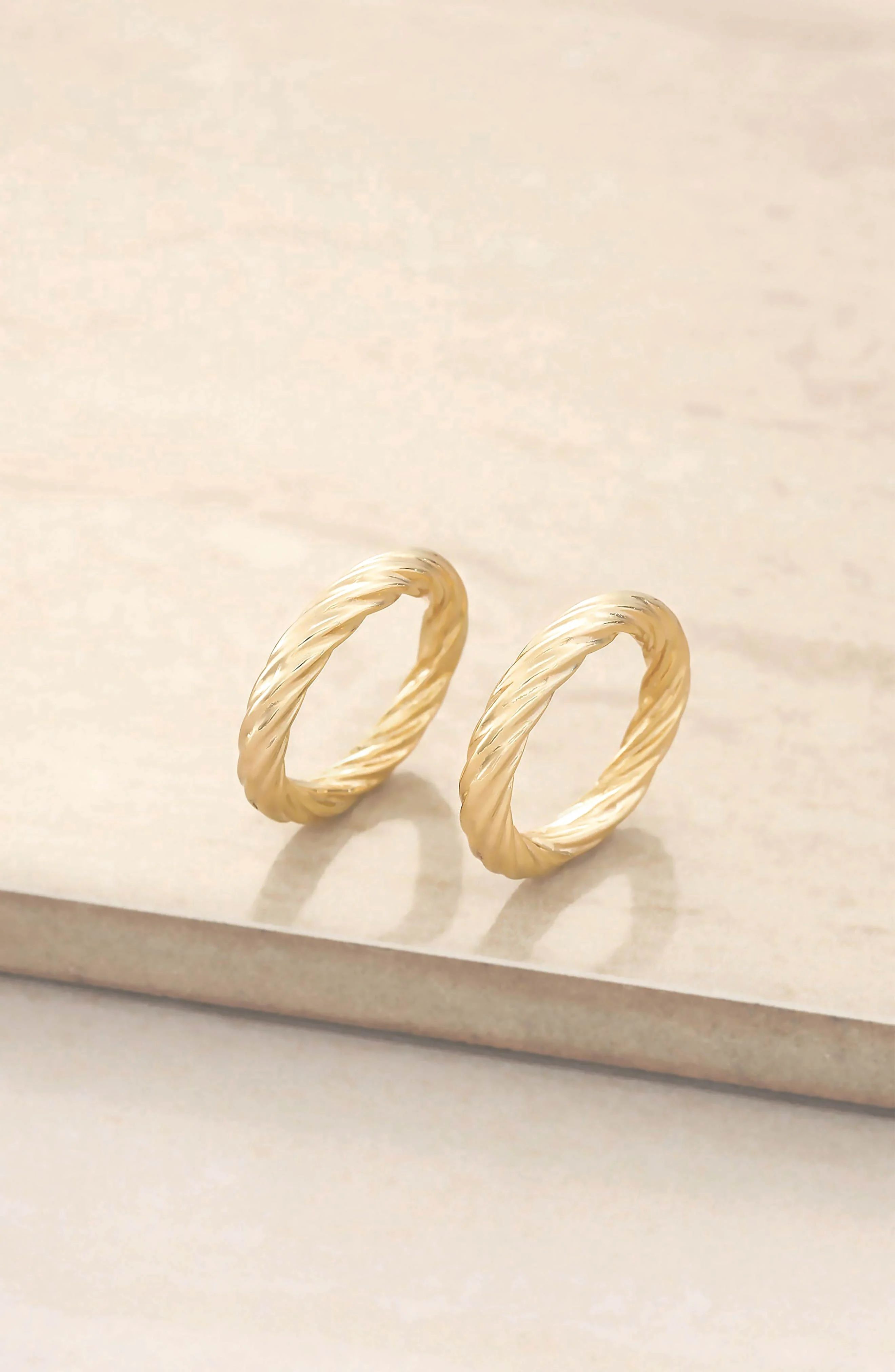 Golden Twists 18k Gold Plated Ring Set of 2 | Ettika