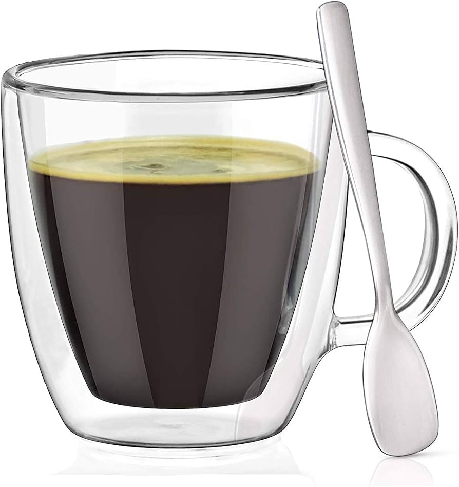 Espresso Cups with Espresso Paddles (SET OF 2). Fits ALL Nespresso Machines. 5.4 oz Espresso Glas... | Amazon (US)