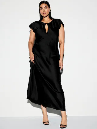 The Occasion by Old Navy Flutter-Sleeve Keyhole Satin Maxi Dress | Old Navy (US)