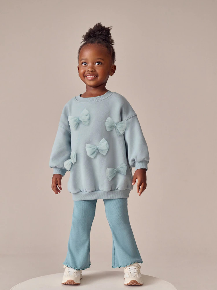 Blue Bow Sweatshirt & Flare Leggings Set (3mths-7yrs) | Next US