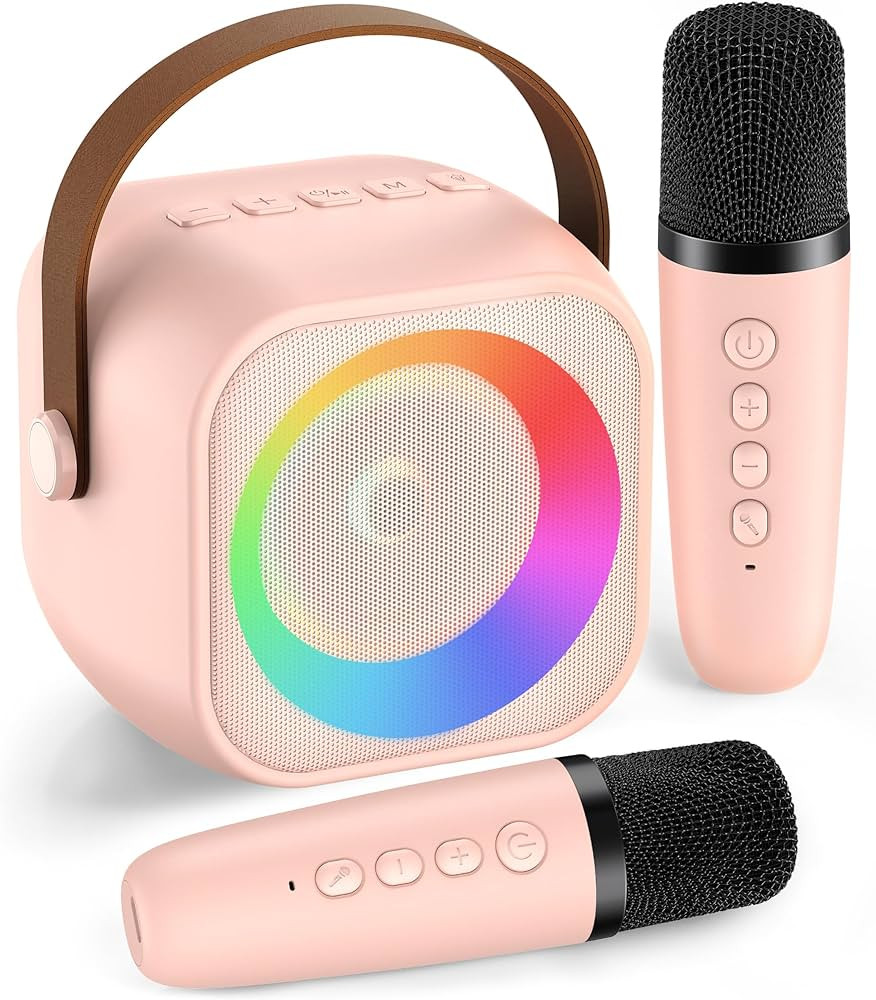 Karaoke Machine for Kids Adults, Mini Portable Bluetooth Karaoke Speaker with 2 Wireless Micropho... | Amazon (US)