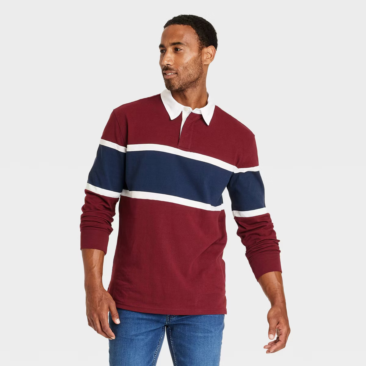 Men's Long Sleeve Rugby Polo Shirt - Goodfellow & Co™ | Target