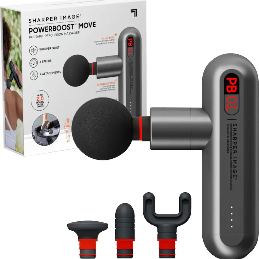Sharper Image - Powerboost Move Deep Tissue Travel Percussion Massager - Gray | Best Buy U.S.