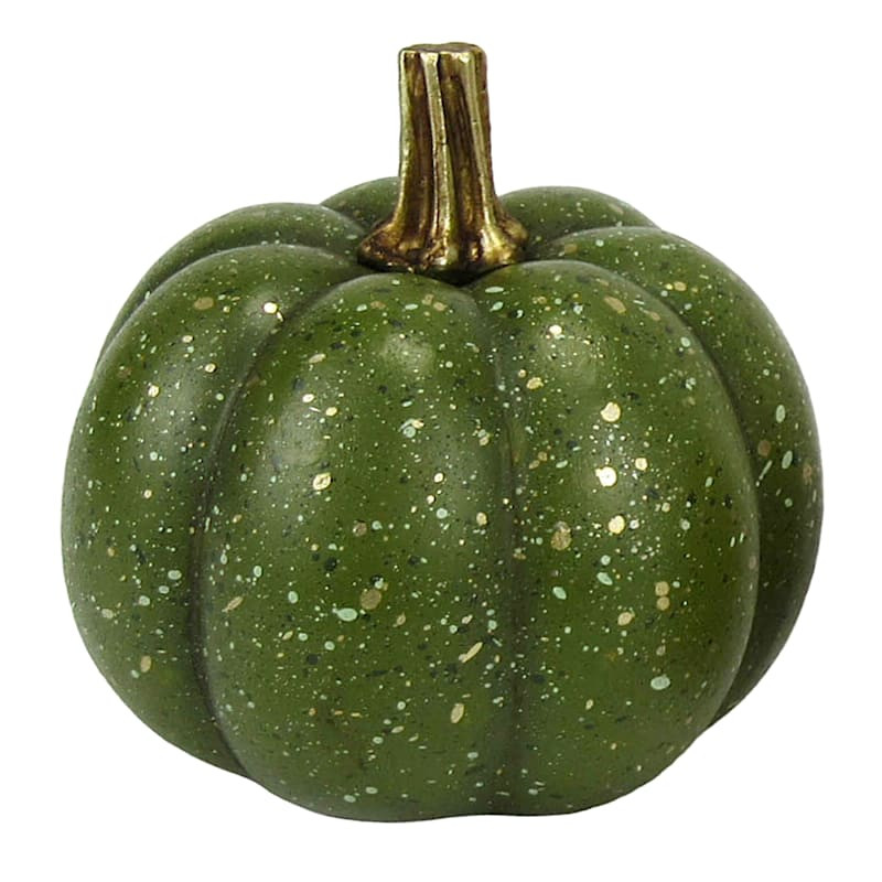 Green Speckled Resin Pumpkin, 4" | At Home