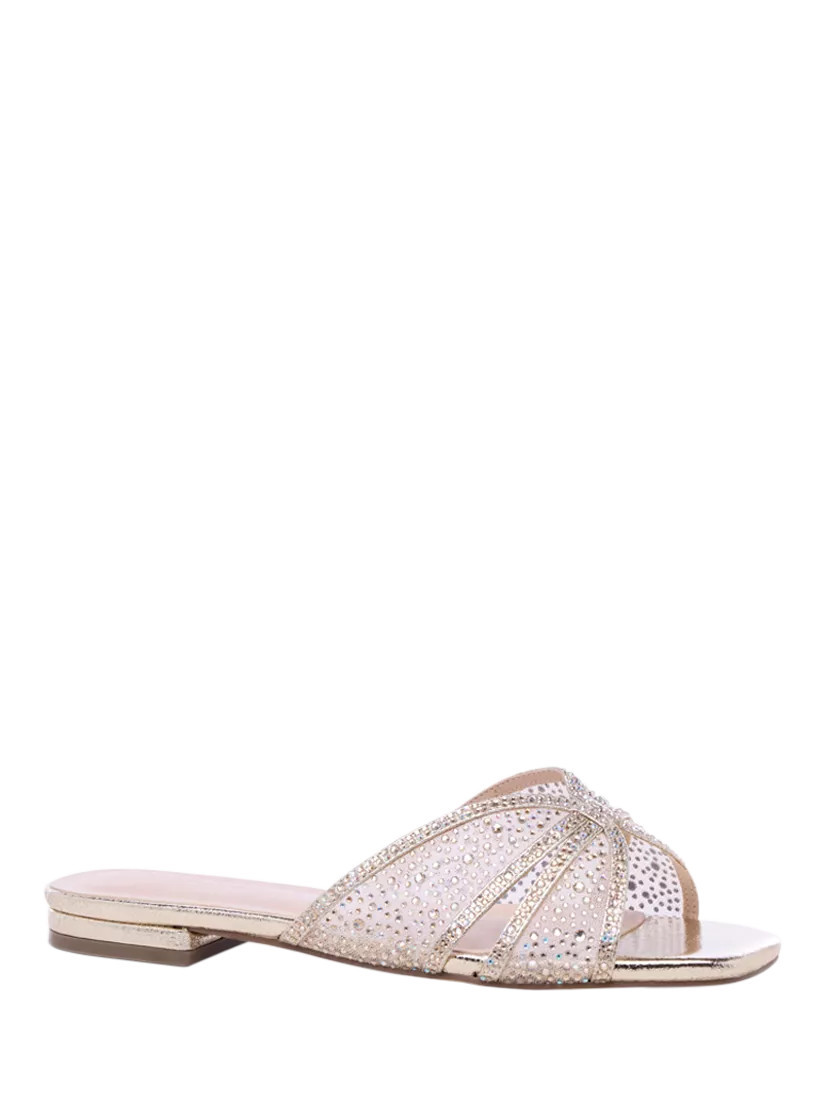 Paradox London Soleil Wide Fit Embellished Slider Sandals, Champagne | John Lewis (UK)