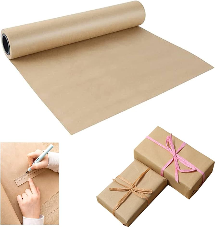 Shinok Brown Kraft Paper Roll - 15" x 33'(400 ") Brown Wrapping Paper for Packing Moving Small Cr... | Amazon (US)