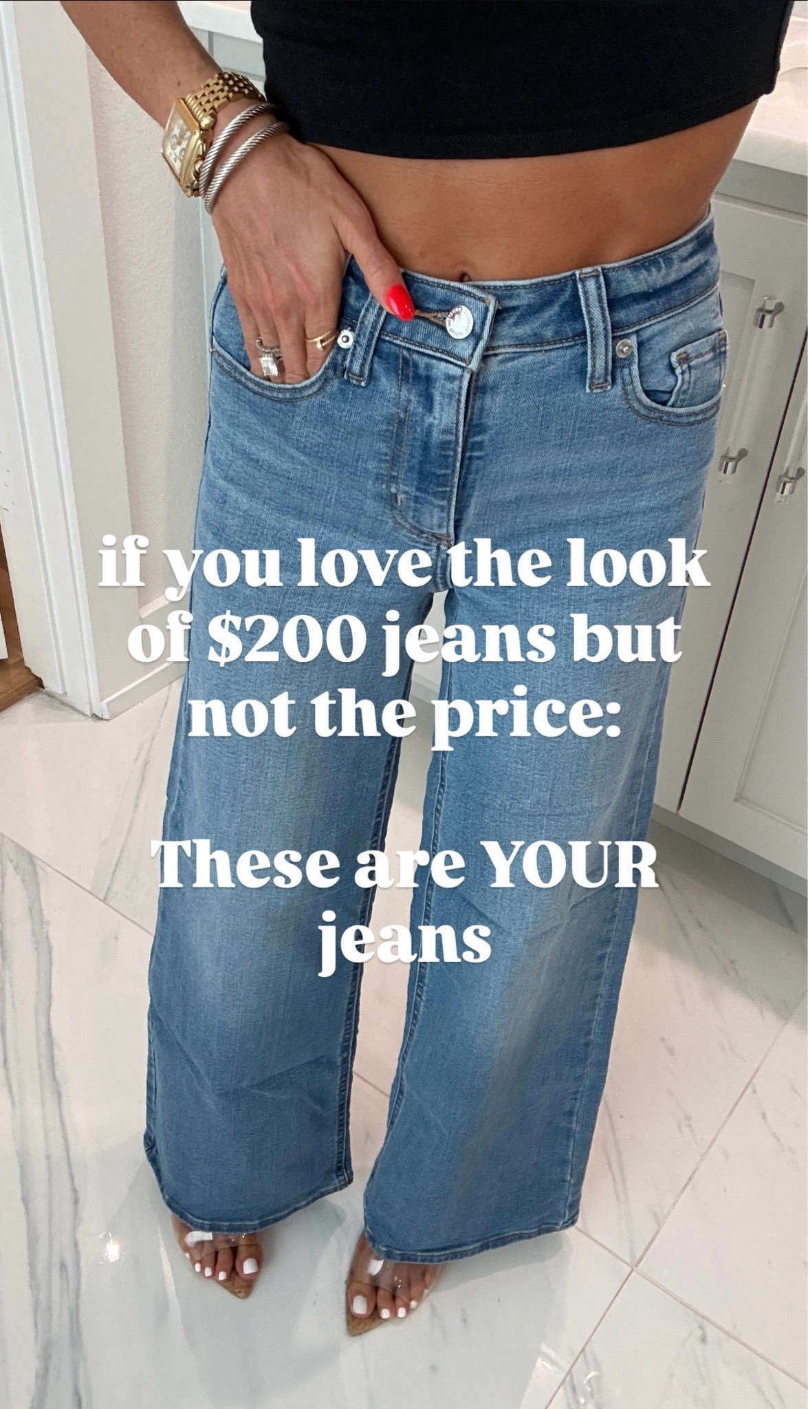 Just saw these wide leg jeans I shared yesterday are actually even lower in price!! Grab them asap selling out fast 
 Wearing 00 short in medium wash

#LTKPetite #LTKSaleAlert #LTKOver40
