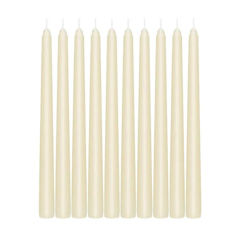 Stonebriar Unscented 10" Dripless Taper Candles with 7 Hour Burn, 10 Pack, Ivory | Walmart (US)