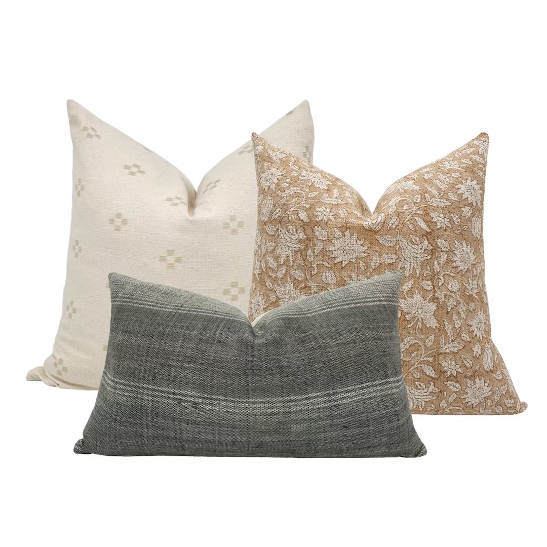 PILLOW COMBO  Set of Three Designer Pillow Covers Cream - Etsy | Etsy (US)