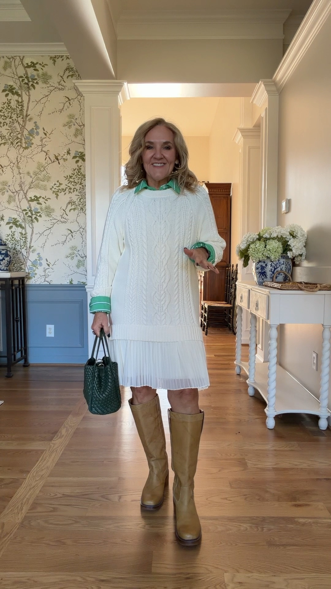 I really didn’t think this dress was gonna work for me, but I love it! I tried the Amazon version and it was definitely not good. It was too short and the fabric was icky. This Anthropologie original is high-quality and comes to my knee. Get your regular size and it’ll work great
The striped blouse underneath size down I’m in a small
I love these fried boots. They’re high-quality and I’ll have them for years to come.

Sweater dress, baby shower dress

#LTKPetite #LTKootd #LTKOver40