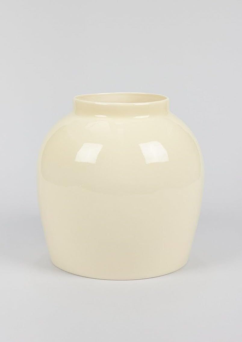 Afloral Large Tabletop Cream Glossy Ceramic Vase - 10.5" | Amazon (US)