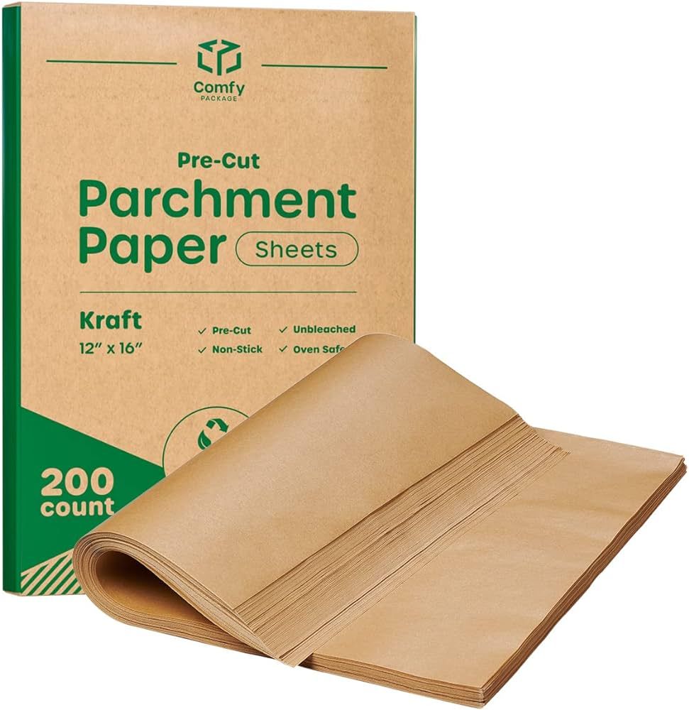 [12 x 16 Inch - 200 Count] Pre-Cut Baking Parchment Paper Sheets Unbleached Non-Stick Sheets for ... | Amazon (US)