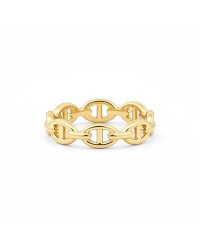 PAVOI Waterproof Link Ring - 14K Yellow Gold Plated Link Chain Ring for Women - Stackable Stainless Steel Thin Trendy Jewelry - Yellow Gold - Size 5 | Amazon (US)