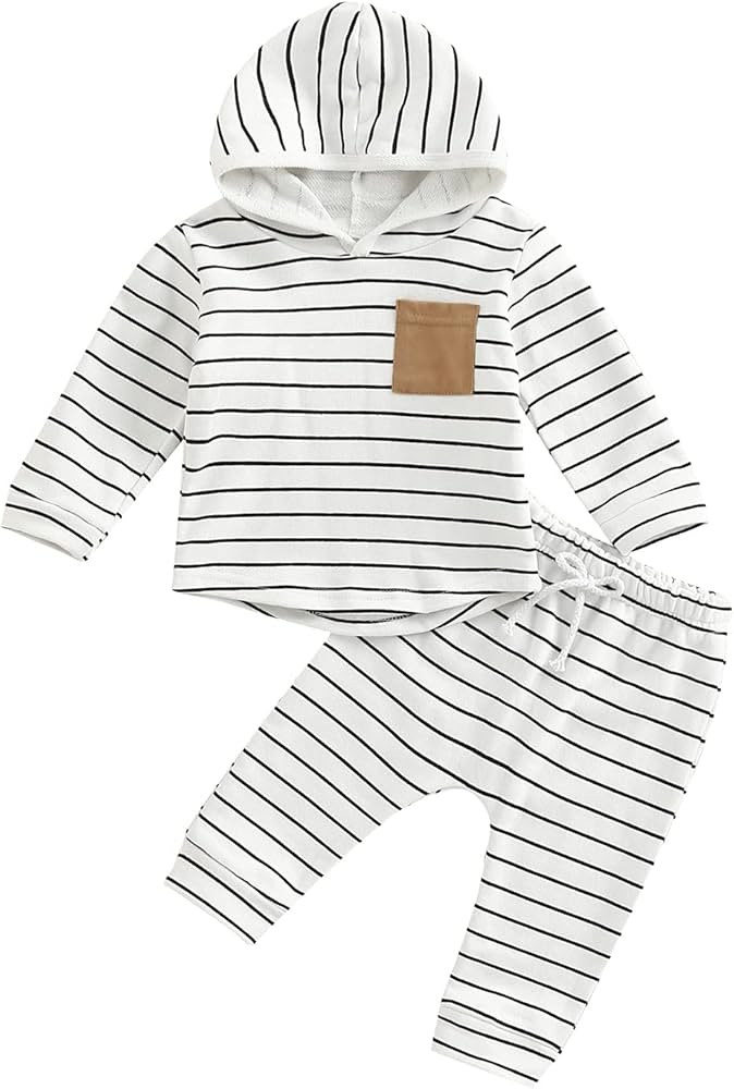 Toddler Baby Boy Girl Fall Winter Clothes Checkerboard Plaid Hoodie Sweatshirt Tops Elastic Waist... | Amazon (US)