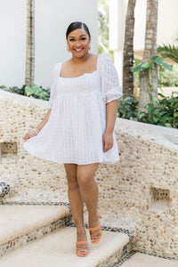 Living On Sunshine Ivory Square Neck Mini Dress FINAL SALE | Pink Lily