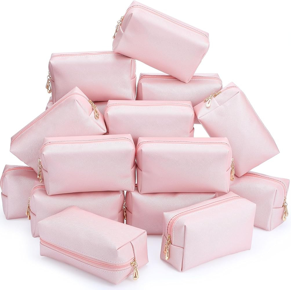 Cunno 20 Pcs Preppy Makeup Bags PU Leather Cosmetic Pouch with Zipper Waterproof Make up Bags Toi... | Amazon (US)