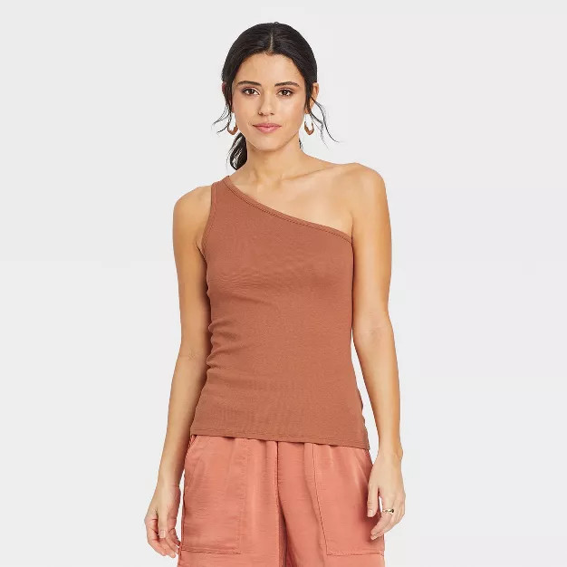 Women's Slim Fit One Shoulder Tank Top - A New Day™ | Target