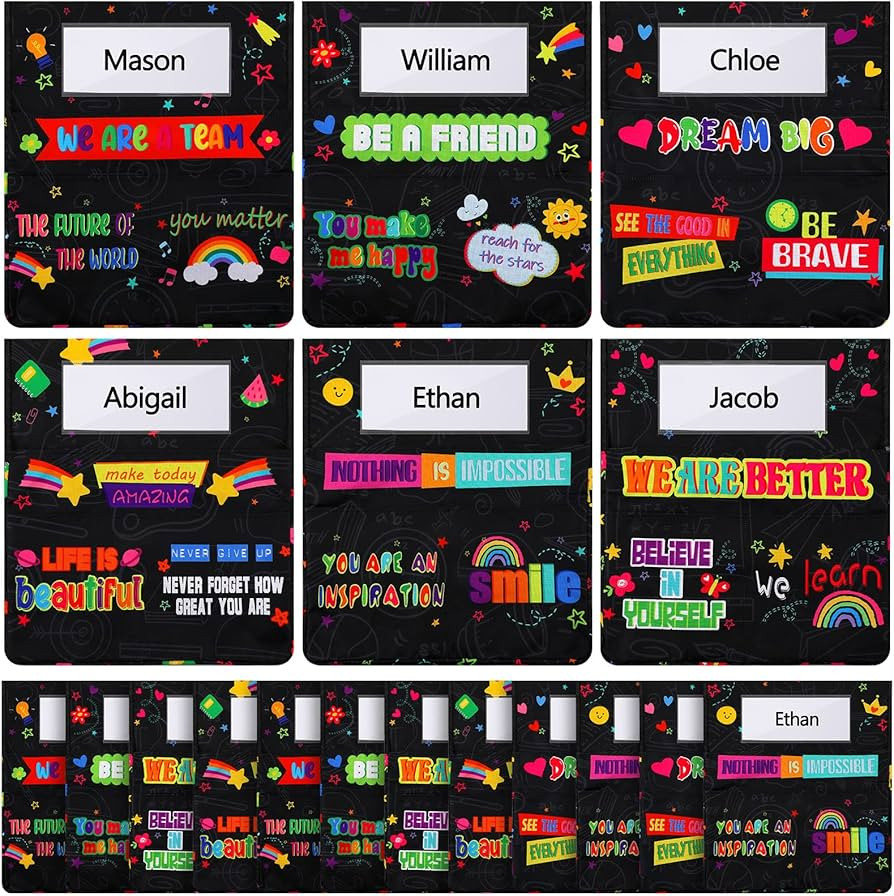 Chapou 12 Pcs Chairback Pockets Chart, Seat Storage Organizer for Kids Classroom Student Chair Po... | Amazon (US)