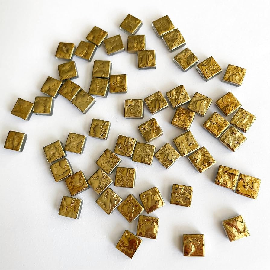 100 Pcs Gold Mirror Mosaic Tiles, Mini Square Mirrors for Arts Crafts Projects (Gold) | Amazon (US)