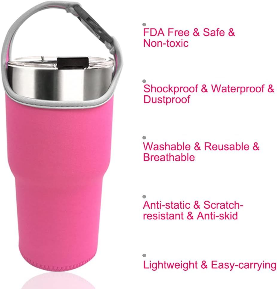 2 Pack 30oz Tumbler Carrier Holder,DanziX Neoprene Sleeve Replacement with Carrying Handle-Pink | Amazon (US)