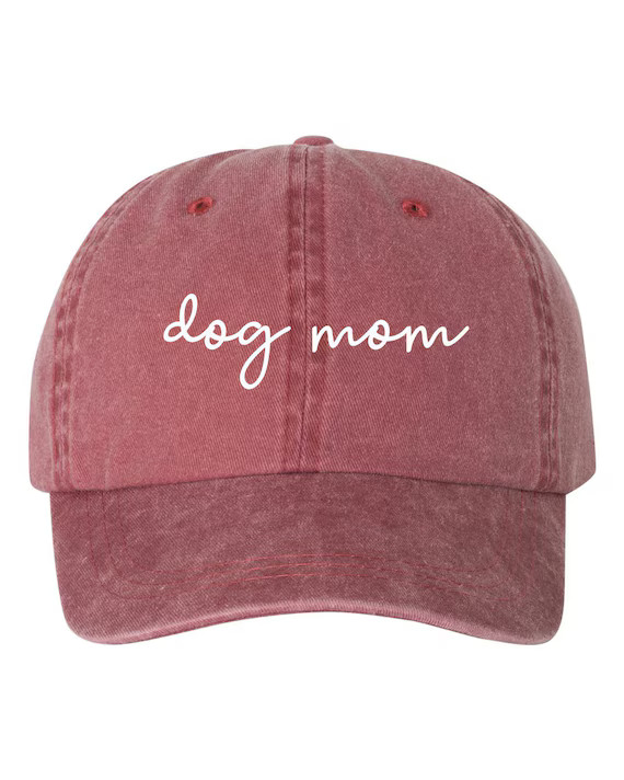 Dog Mom Script Dad Hat Pigment Dyed Unstructured Baseball | Etsy | Etsy (US)