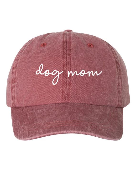 Dog Mom Script Dad Hat, Pigment Dyed Unstructured Baseball Cap, Dog Mom, Gift For Dog Mom, Gift F... | Etsy (US)